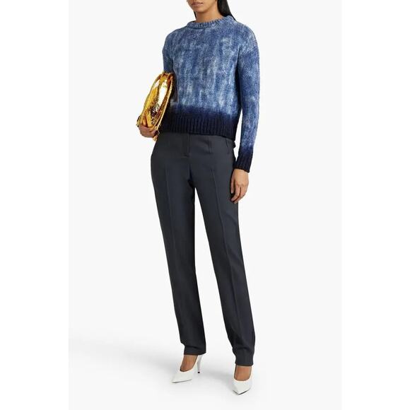 Altuzarra Blue Navy Hand Dyed 100% Silk Ribbon Knit Ombré Top - Picture 6 of 15